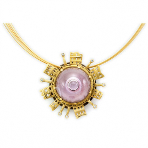 Alex Sepkus 18K Silver Diamond and Color Center Stone "Lake City" Pendant M-35 in Gold