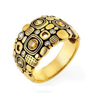 Alex Sepkus 18K and Diamond "Little Windows" Dome Ring R-101, 6.5