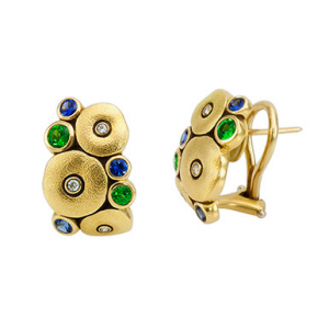 Alex Sepkus 18K Diamond Tsavorite Sapphire Orchard Earrings E-100