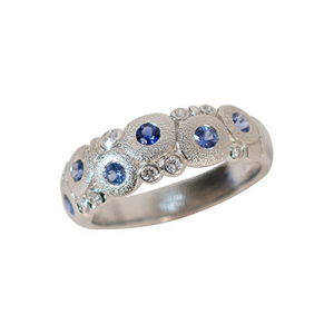 Alex Sepkus Platinum, Sapphire and Diamond "Candy" Ring R-122PS, 6.5