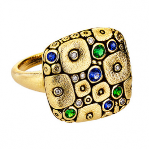 Alex Sepkus 18K, Sapphire and Diamond "Soft Mosaic" Ring R138S, 6.25