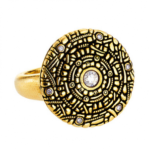 Alex Sepkus 18K and Diamond "Shield" Ring R-4, 5.75