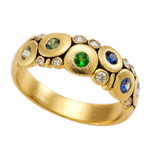 Alex Sepkus 18K Sapphire and Diamond (Sapphire and/or Tsavorite) "Candy" Dome Ring R-122S, 6.75