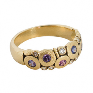 Alex Sepkus 18K Sapphire and Diamond (Purple & Violet) "Candy" Dome Ring R-122S, 6.75