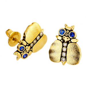 Alex Sepkus 18K Sapphire and Diamond Entomology IV Earrings E-108 in Gold