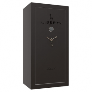 Liberty Safe Colonial Bronze Textured 25-Gun Safe w/Black Ink, SecuRam Back Lit Brass eLock & Economy Door Panel
