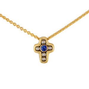 Alex Sepkus 18K, Diamond and Sapphire Cross Pendant M-1815