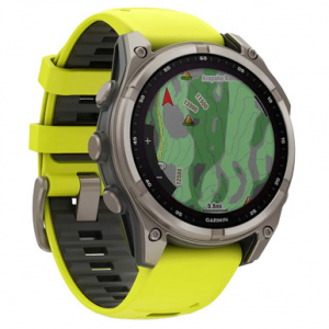 Garmin fenix 8 Sapphire Solar 47mm Bare Titanium/Graphite w/Amp Yellow/Pebble Gray Band Smartwatch 010-02906-20