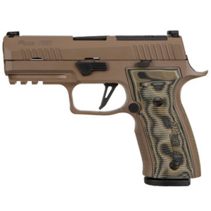 Sig Sauer P320 AXG Scorpion 9mm 3.9" FDE Cerakote Pistol w/XRay3 Sights, Hogue G10 Grip Panels/Insert, & (3) 17rd Mags 320AXGCA-9-CW-SCPN-R2