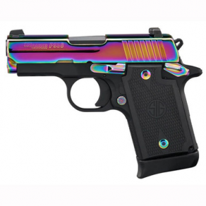 Sig Sauer P938 Mirco-Compact 9mm 3" Bbl SAO Sigilite 7RD Titanium Rainbow Pistol 938-9-RBT2-AMBI