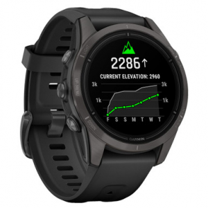 Garmin Epix Pro Sapphire 42mm Carbon Gray DLC Titanium Smartwatch w/Black Band 010-02802-14