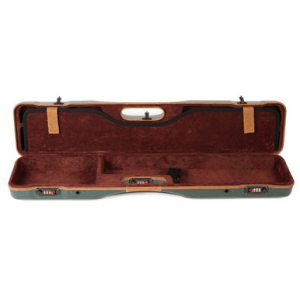 Negrini Uplander O/U or SXS Upland Shotgun Case w/ QD Padded Shoulder Strap Green/Tan Leather Trim and Brown Handle 16405LX/5493 in Exterior Green