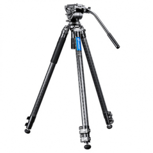 Leofoto 3-Section Carbon Fiber Video Head Systems LV Flip Lock Binocular Tripod Kit w/Center Column LV-323C-BV-10