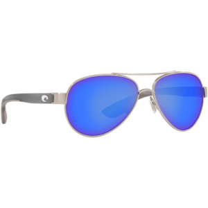 Costa Del Mar Costa Loreto Ocearch Brushed Silver w/Gray Crystal Temples Sunglasses w/Blue Mirror 580G Lenses 06S4006-40061856