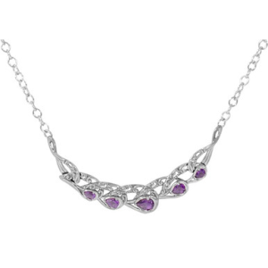 Carolyn Pollack Relios Radiant Sterling Silver & Amethyst Five Stone Filigree 17 in. Necklace 51115