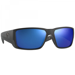 Costa Del Mar Costa Blackfin Pro Matte Black Sunglasses w/Sunrise Silver Mirror 580G Lenses 06S9078-90780560 in Blue Mirror 580G