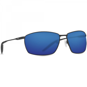 Costa Del Mar Costa Turret Matte Black + Matte Black/Black Sunglasses w/Green Mirror 580P Lenses 06S6009-60090363 in Blue Mirror 580P