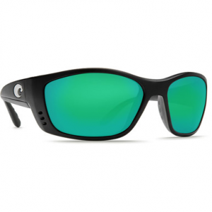 Costa Del Mar Costa Fisch Matte Black Global Fit Frame Sunglasses w/ Green Mirror 580G Lenses FS-11GF-OGMGLP