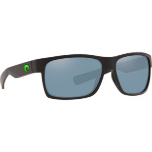 Costa Del Mar Costa Half Moon Matte Black w/Green Logo Frame Sunglasses w/ Gray Silver Mirror 580G Lenses HFM-200-OSGGLP