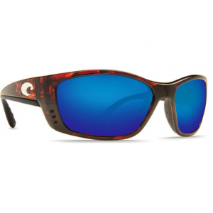 Costa Del Mar Costa Fisch Tortoise Global Fit Frame Sunglasses w/ Blue Mirror 580G Lenses FS-10GF-OBMGLP