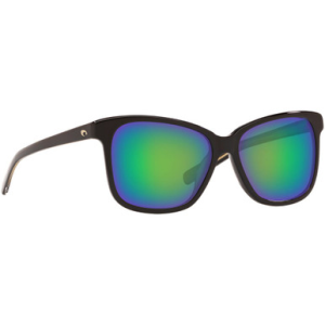Costa Del Mar Costa May Shiny Black Frame Sunglasses w/ Green Mirror 580G Lenses MAY-11-OGMGLP