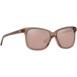 Costa Del Mar Costa May Shiny Taupe Crystal Frame Sunglasses w/ Copper Silver Mirror 580G Lenses MAY-258-OSCGLP