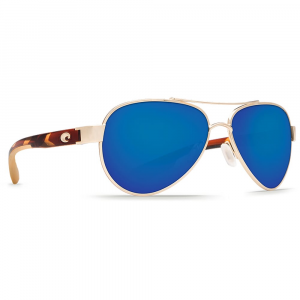 Costa Del Mar Costa Loreto Rose Gold Frame w/Tortoise Temples Frame Sunglasses w/Copper Silver Mirror 580P Lenses 06S4006-40061256 in Blue Mirror 580G