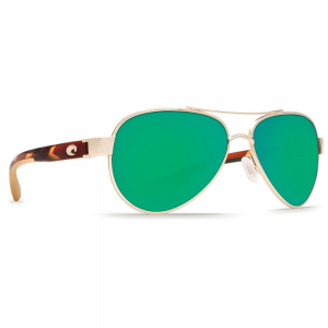 Costa Del Mar Costa Loreto Rose Gold Frame w/Tortoise Temples Frame Sunglasses w/Copper Silver Mirror 580P Lenses 06S4006-40061256 in Green Mirror