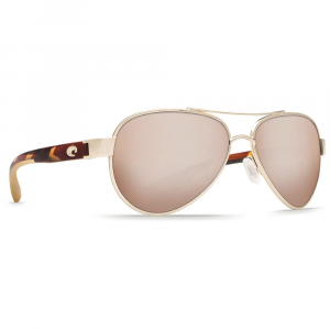 Costa Del Mar Costa Loreto Rose Gold Frame w/Tortoise Temples Frame Sunglasses w/Copper Silver Mirror 580P Lenses 06S4006-40061256