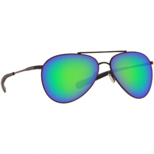 Costa Del Mar Costa Piper Shiny Black Frame Sunglasses w/ Green Mirror 580P Lenses PIP-101-OGMP