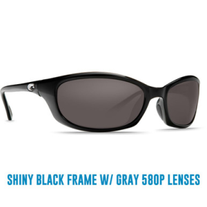 Costa Del Mar Costa Harpoon Shiny Black Frame Sunglasses w/ Gray 580G Lenses HR-11-OGGLP