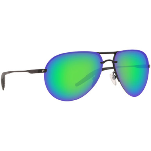 Costa Del Mar Costa Helo Matte Black Frame Sunglasses w/ Green Mirror 580P Lenses HLO-11-OGMP