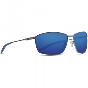 Costa Del Mar Costa Turret Matte Dark Gunmetal + Deep Blue/Black Sunglasses w/Gray Silver Mirror 580P Lenses 06S6009-60090963 in Blue Mirror 580P