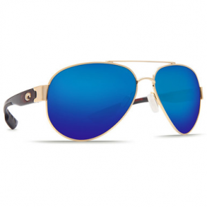Costa Del Mar Costa South Point Rose Gold w/Light Tortoise Temples Frame Sunglasses w/ Blue Mirror 580P Lenses SO-84-OBMP