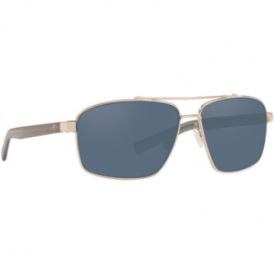 Costa Del Mar Costa Flagler Shiny Silver Frame Sunglasses w/Gray 580P Lenses 06S4009-40090162