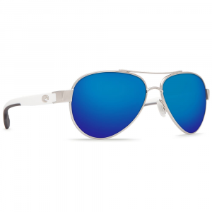 Costa Del Mar Costa Loreto Palladium w/White Temples Frame Sunglasses w/Green Mirror 580G Lenses 06S4006-40061556 in Blue Mirror 580G