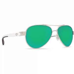Costa Del Mar Costa Loreto Palladium w/White Temples Frame Sunglasses w/Green Mirror 580G Lenses 06S4006-40061556