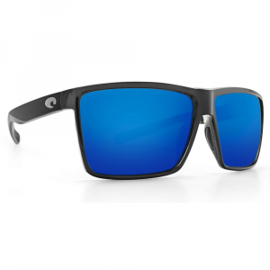 Costa Del Mar Costa Rincon Shiny Black Frame Sunglasses w/Green Mirror 580P Lenses 06S9018-90181263 in Blue Mirror 580G