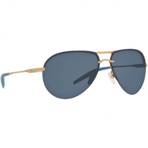 Costa Del Mar Costa Helo Matte Champagne + Deep Blue/Turquoise Sunglasses w/ Gray 580P Lenses HLO-243-OGP