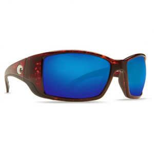 Costa Del Mar Costa Blackfin Tortoise Global Fit Frame Sunglasses w/ Blue Mirror 580P Lenses BL-10GF-OBMP