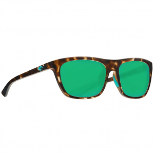 Costa Del Mar Costa Cheeca Matte Shadow Tortoise Frame Sunglasses w/Gray 580P Lenses 06S9005-90050357 in Green Mirror 580P