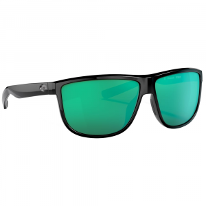 Costa Del Mar Costa Rincondo Shiny Black Sunglasses w/Gray 580P Lenses 06S9010-90100361 in Green Mirror 580P