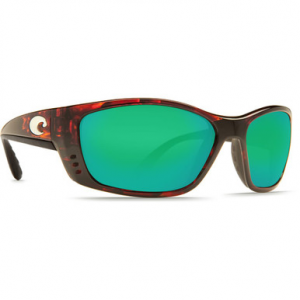 Costa Del Mar Costa Fisch Tortoise Global Fit Frame Sunglasses w/ Green Mirror 580P Lenses FS-10GF-OGMP