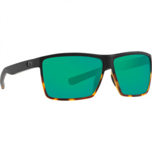 Costa Del Mar Costa Rincon Matte Black/Shiny Tortoise Frame Sunglasses w/ Green Mirror 580P Lenses RIN-181-OGMP
