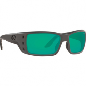Costa Del Mar Costa Permit Matte Gray Frame Sunglasses w/ Green Mirror 580P Lenses PT-98-OGMP