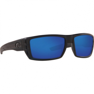 Costa Del Mar Costa Rafael Black Teak Frame Sunglasses w/ Blue Mirror 580P Lenses RFL-111-OBMP