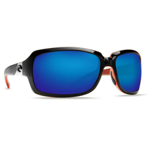 Costa Del Mar Costa Isabela Black/Coral Frame Sunglasses w/ Blue Mirror 580P Lenses IB-32-OBMP