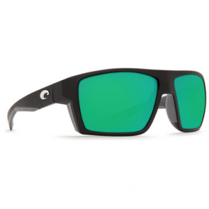 Costa Del Mar Costa Bloke Matte Black + Matte Gray Frame Sunglasses w/ Green Mirror 580P Lenses BLK-124-OGMP