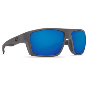 Costa Del Mar Costa Bloke Matte Gray + Matte Black Frame Sunglasses w/ Blue Mirror 580P Lenses BLK-127-OBMP