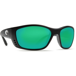 Costa Del Mar Costa Fisch Matte Black Global Fit Frame Sunglasses w/ Green Mirror 580P Lenses FS-11GF-OGMP